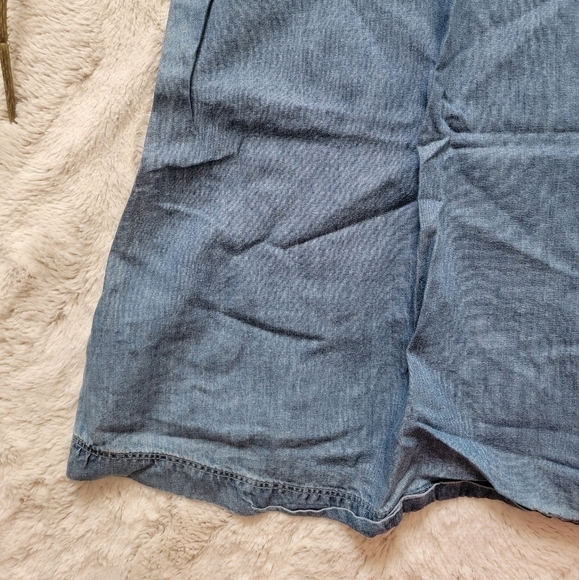 Loft 100% Cotton Blue Denim Style Lace Up Collar Sleeveless Dress XS - Picture 5 of 9